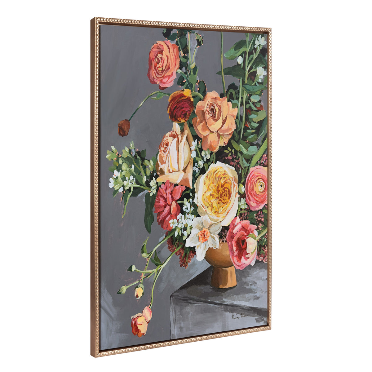 Sylvie Beaded Floral Emergence Framed Canvas by Mackenzie Nelson