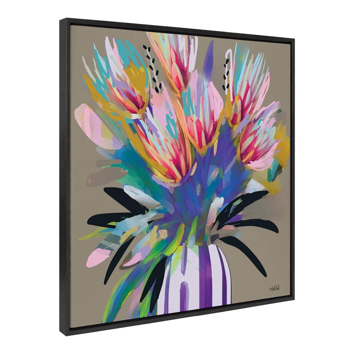Sylvie Bright Flowers Framed Canvas by Inkheart Designs