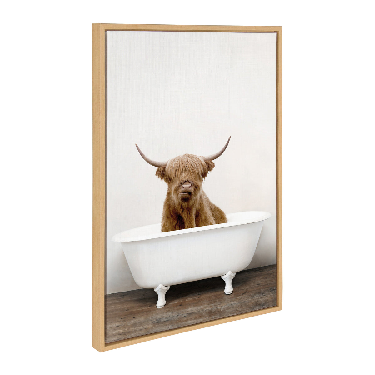 Sylvie Highland Cow in Tub Color Framed Canvas by Amy Peterson Art Studio