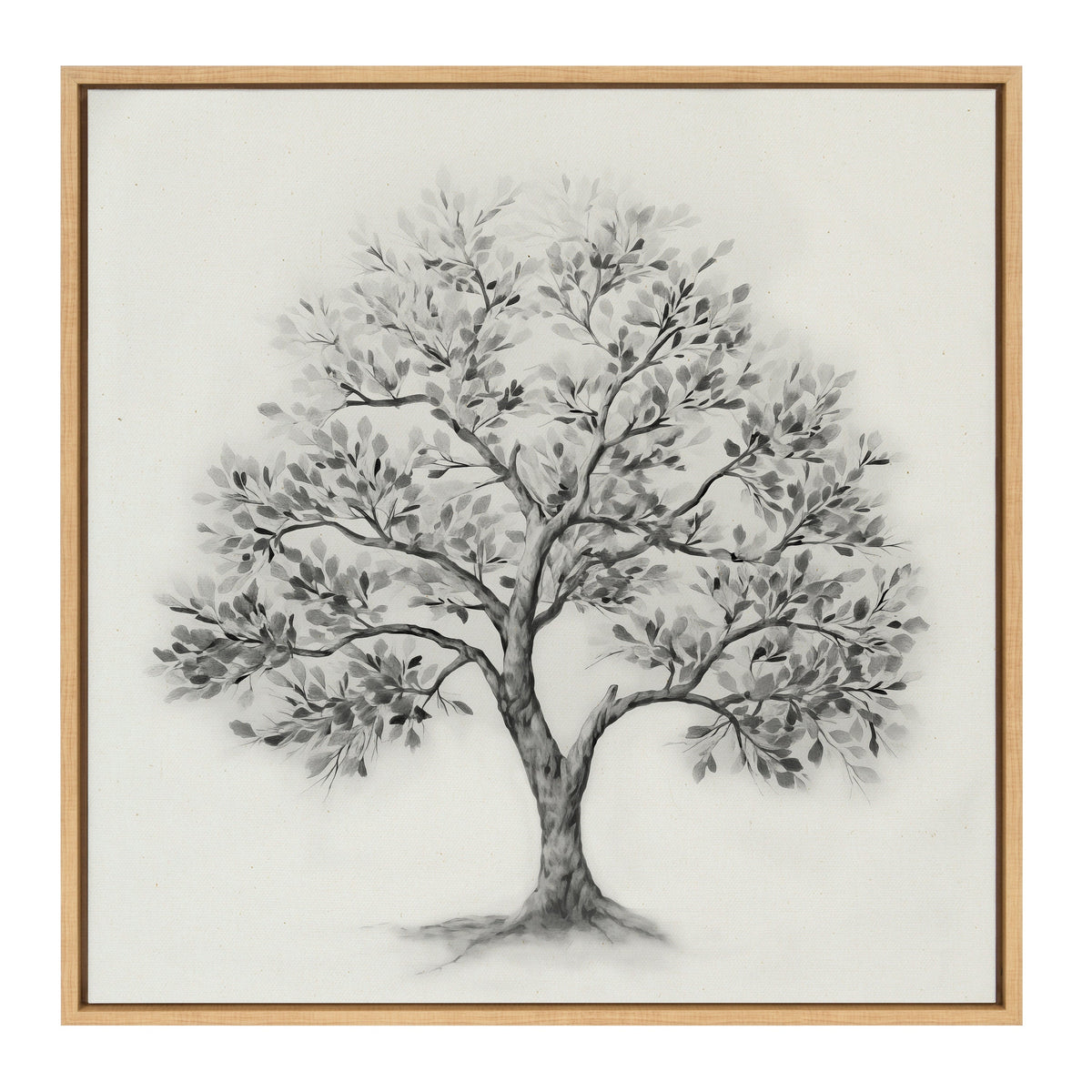 Sylvie Traditional Tree Linen Textured Framed Canvas by The Creative Bunch Studio