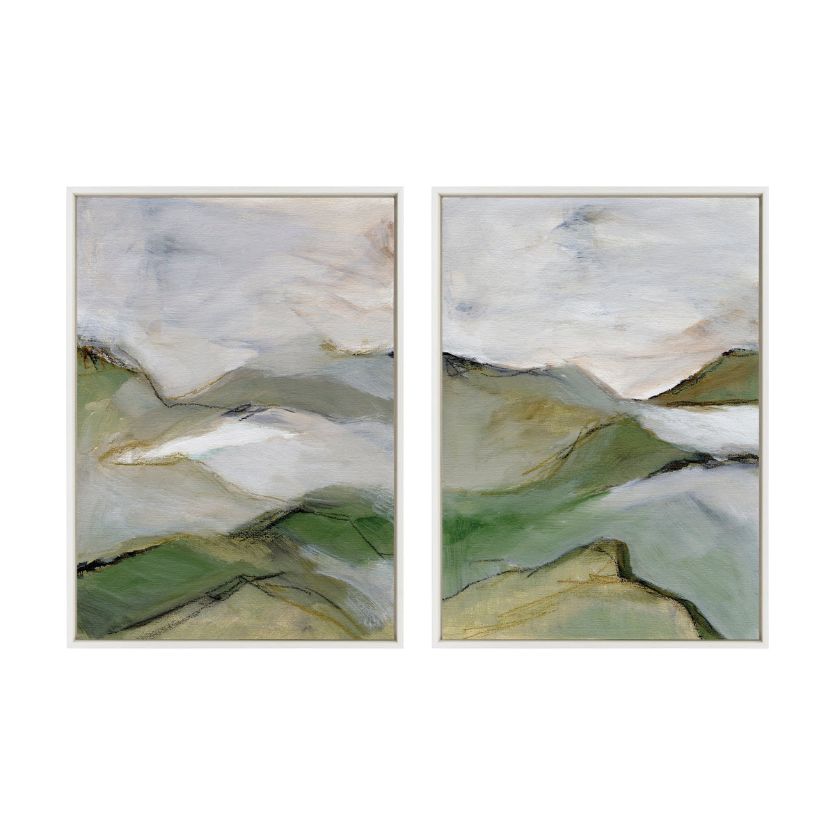 Sylvie Whispers of the Hills 1 and 2 Framed Canvas Art Set by Nikita Jariwala