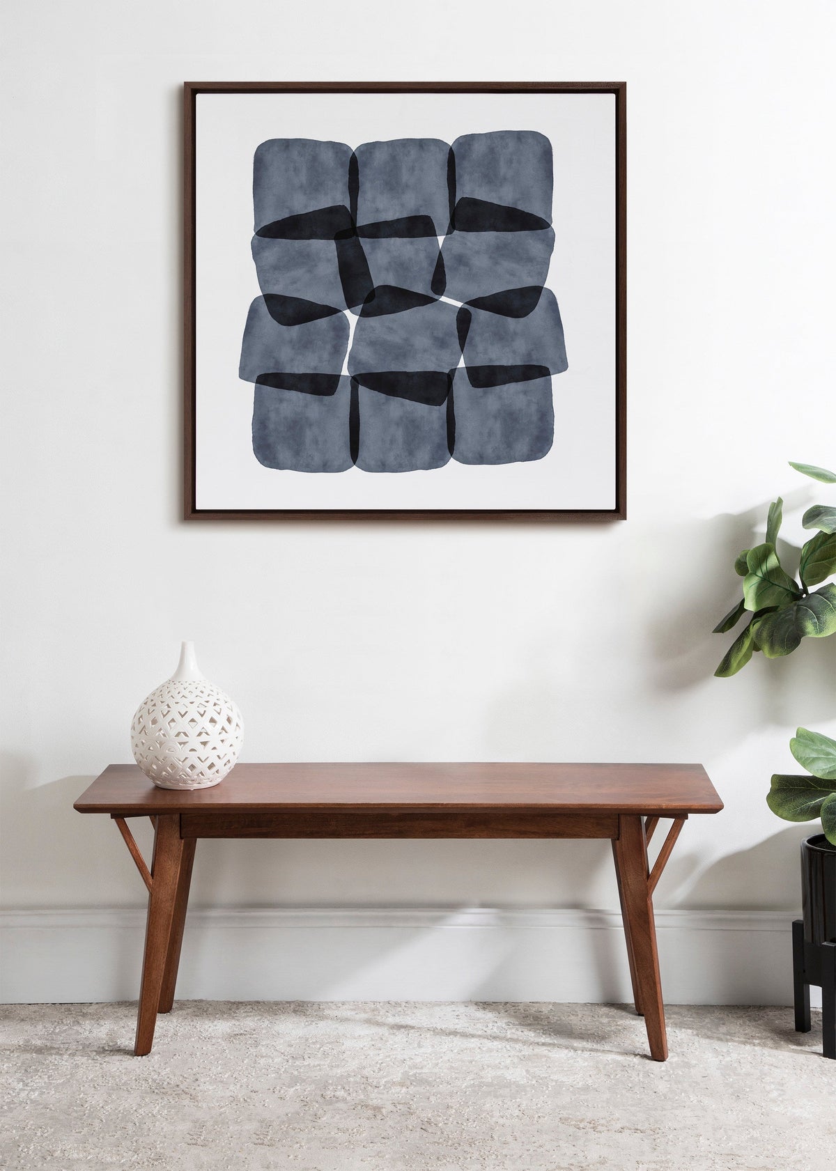 Sylvie Navy Block Abstract Framed Canvas by Amy Lighthall