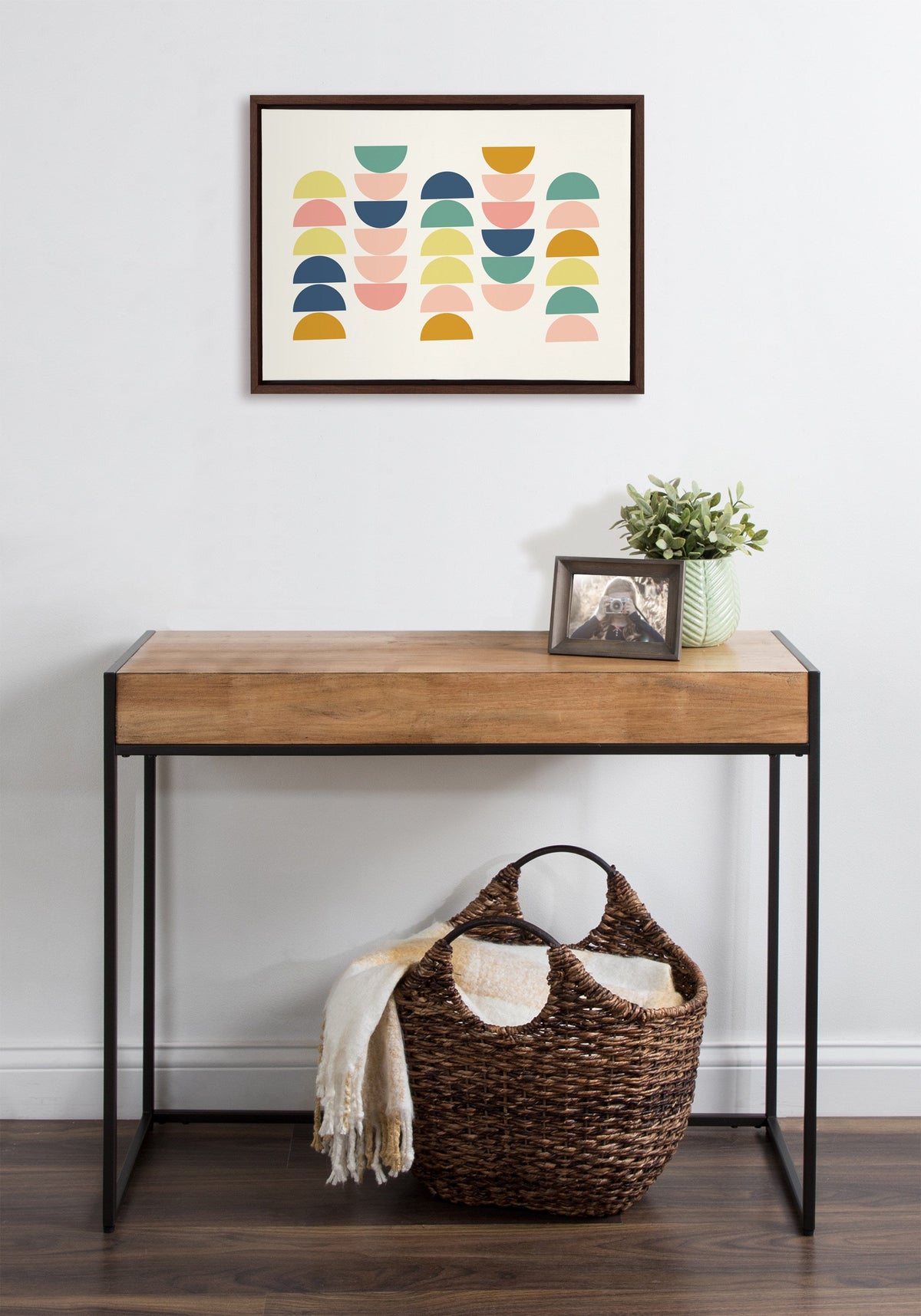 Sylvie Simple Shapes in Soft Colors Framed Canvas by Apricot and Birch