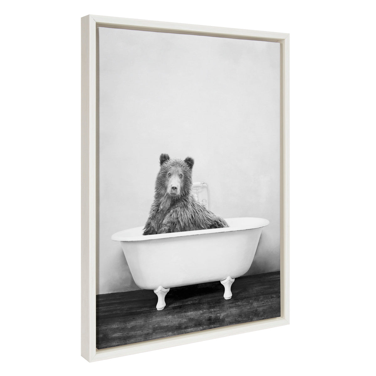Sylvie Bear in the Tub Framed Canvas by Amy Peterson Art Studio