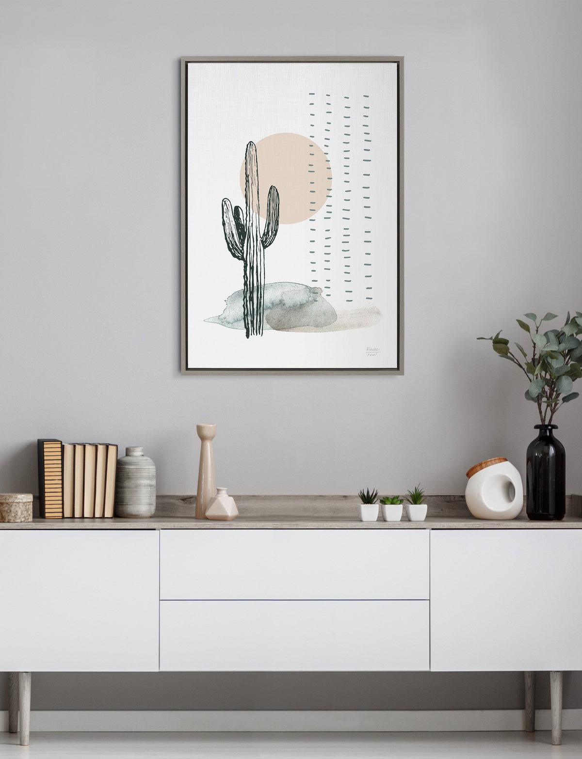 Sylvie Desert Cactus Framed Canvas by Statement Goods
