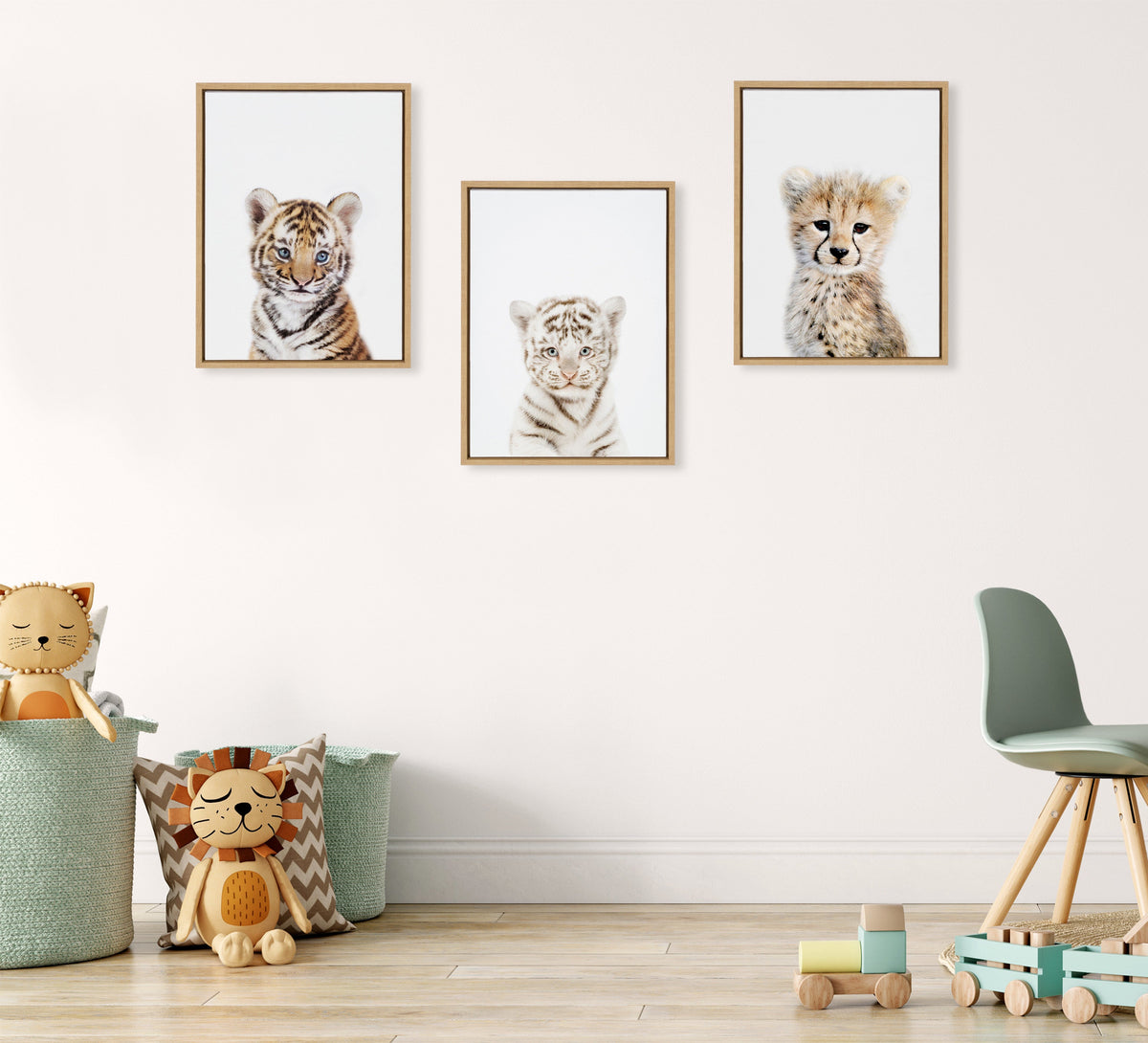 Sylvie Animal Studio Baby White Tiger Framed Canvas by Amy Peterson Art Studio