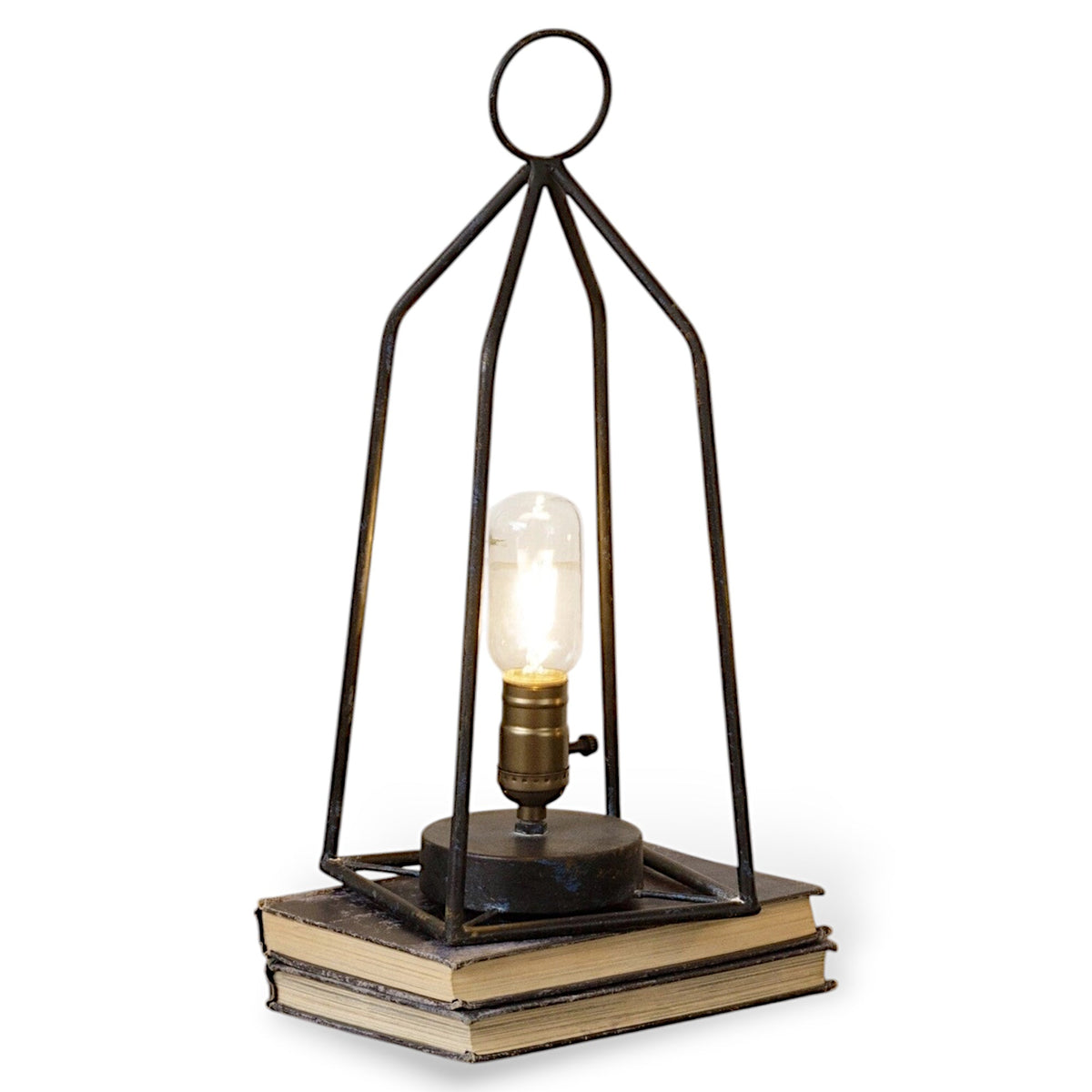 Black Iron Tabletop LED Lantern | Battery-Operated with Timer by Rust & Cinder – view 2