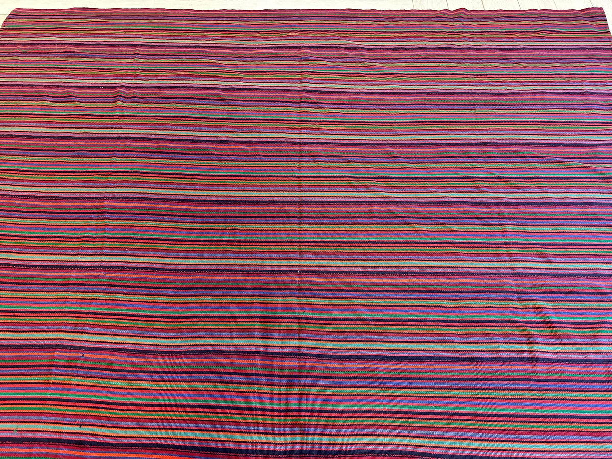 Antique Persian Kilim Rug 9x9 | Red, Purple & Burgundy | Hand-Woven Wool Flatweave - Rugistan, view 17