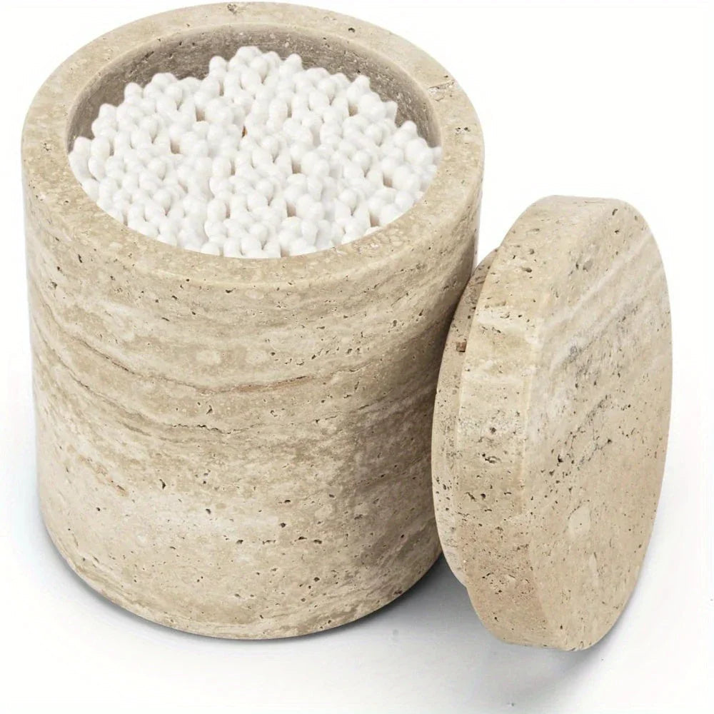 Luxury Marble Organizer Canister - Handcrafted Round Stone Container for Vanity, Office | Gift Set with Lid fo — House of Avana, view 1 of 22