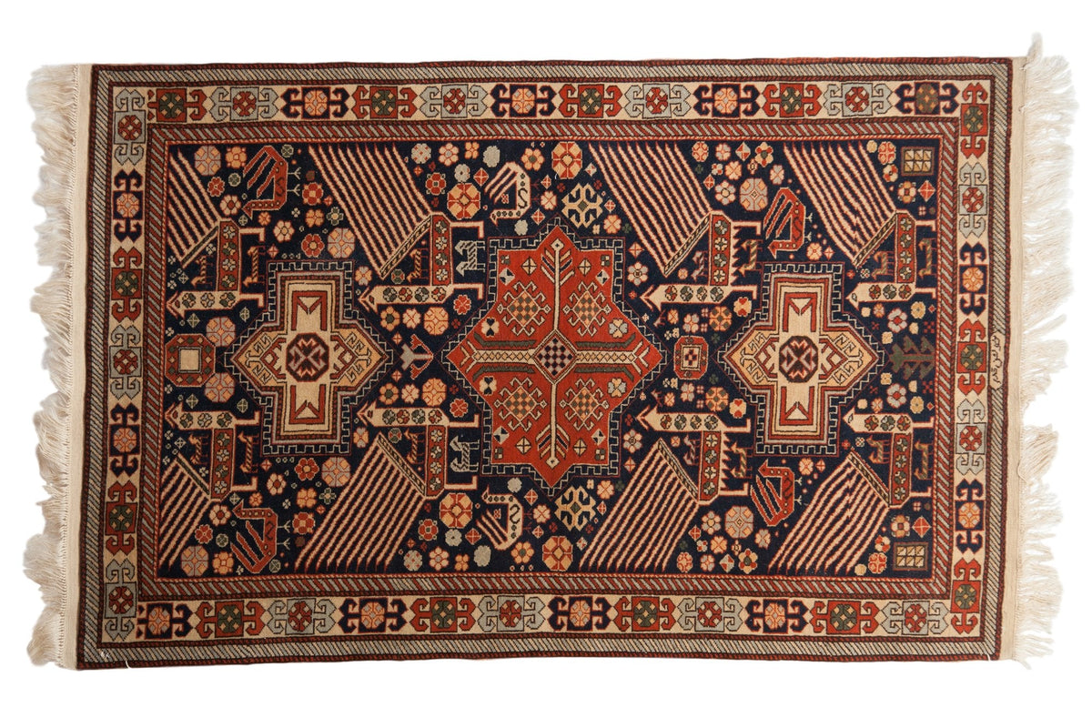 4x6.5 Vintage Romanian Akstafa Design Rug