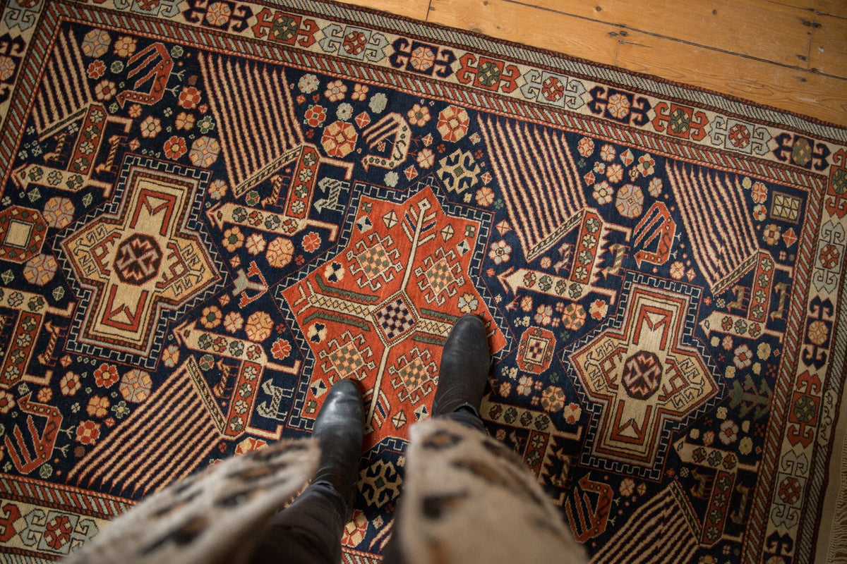 4x6.5 Vintage Romanian Akstafa Design Rug