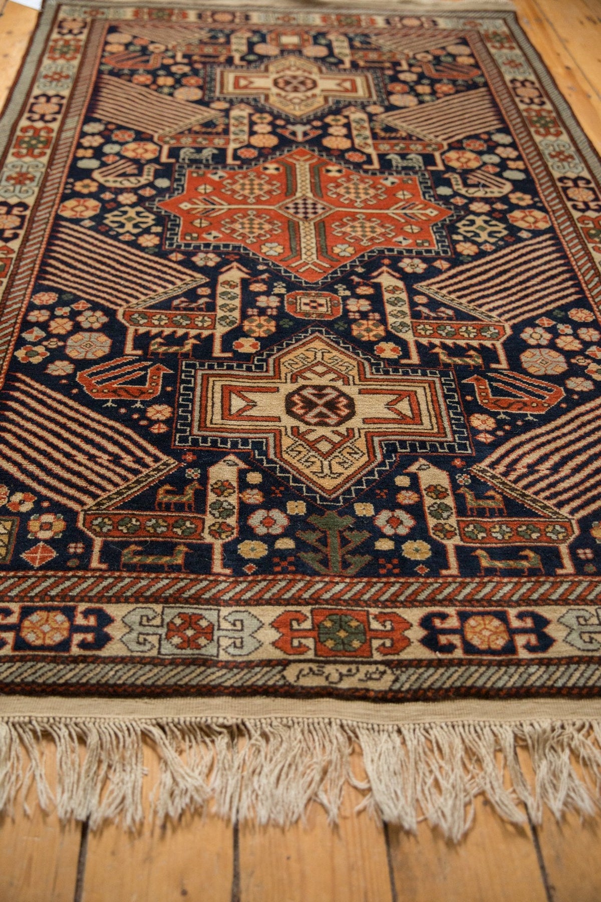 4x6.5 Vintage Romanian Akstafa Design Rug
