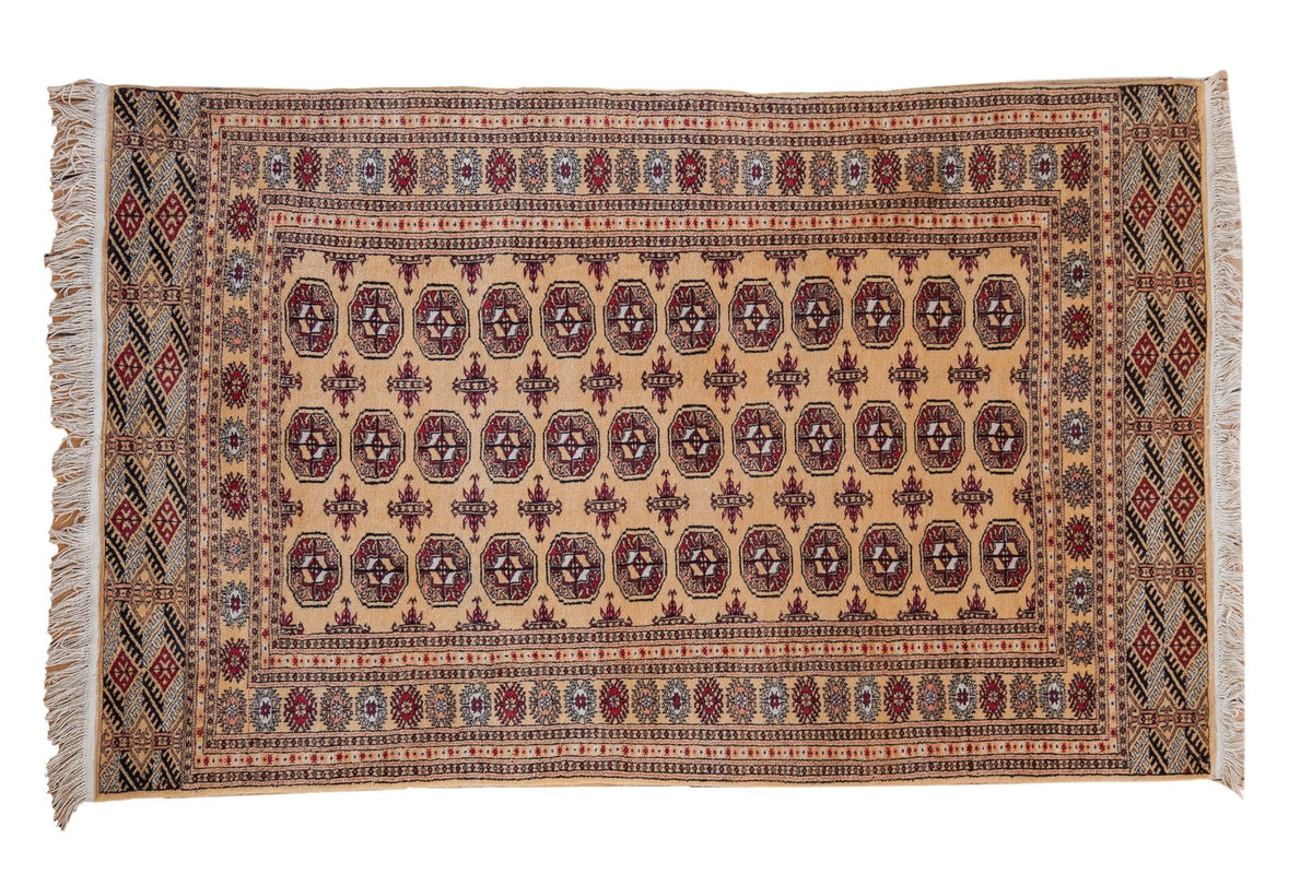 4x6.5 Vintage Pakistani Bokhara Design Rug