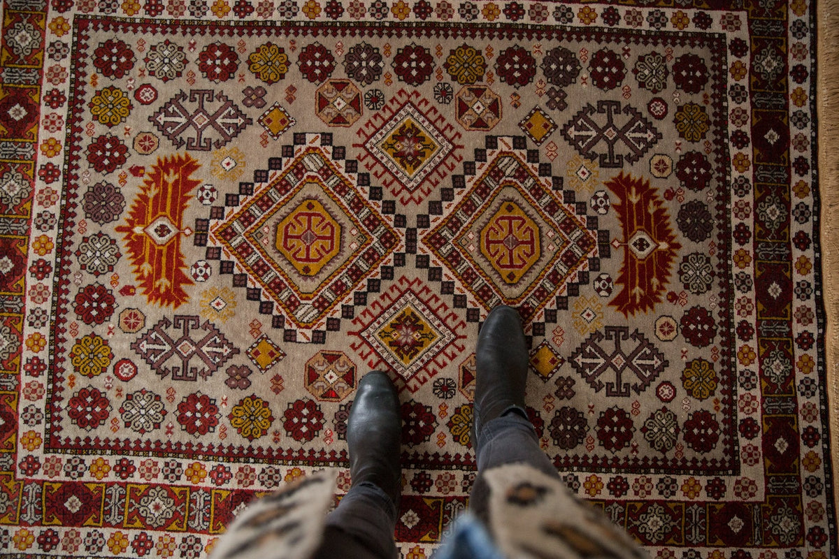 4x5.5 Vintage Romanian Shirvan Design Rug