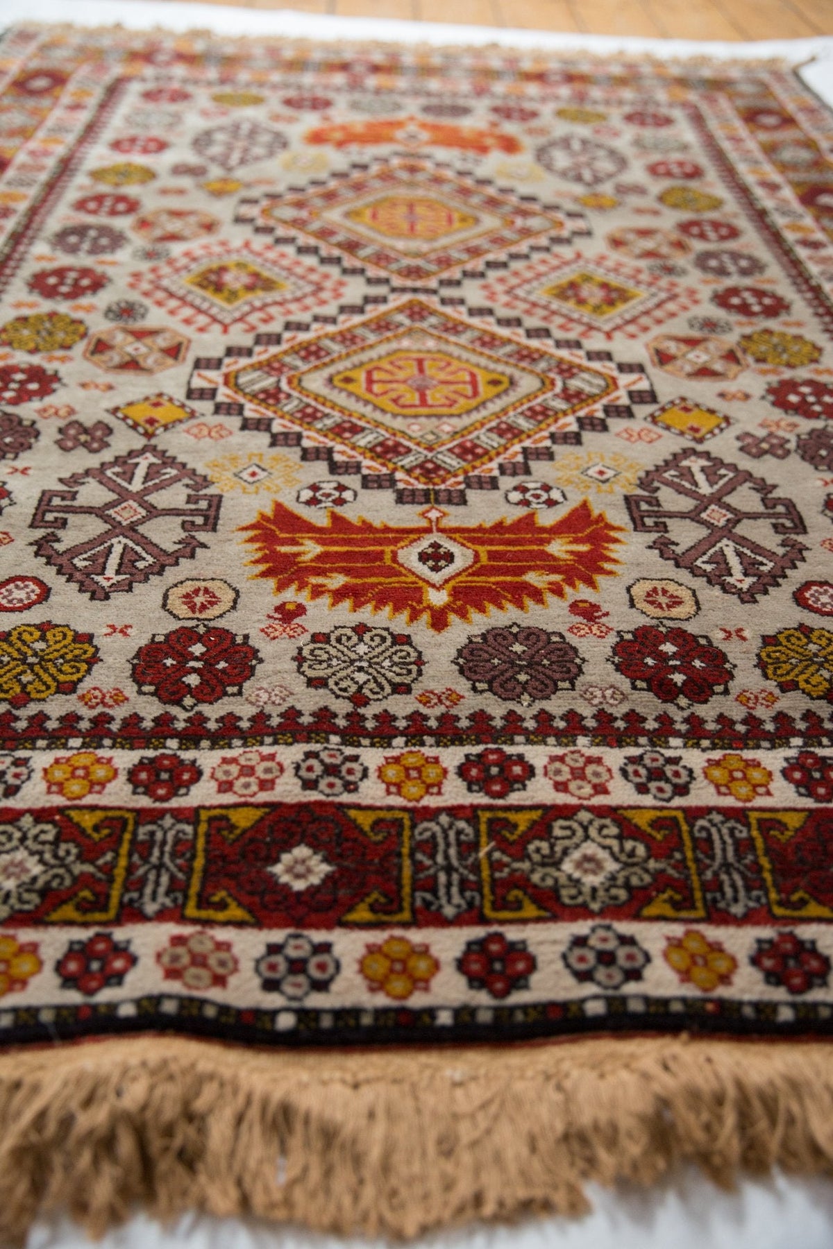 4x5.5 Vintage Romanian Shirvan Design Rug
