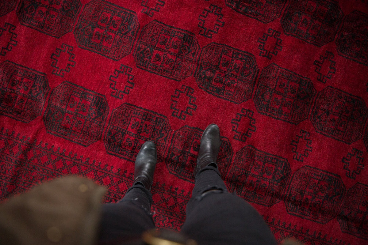 9x12.5 Vintage Afghani Ersari Design Carpet