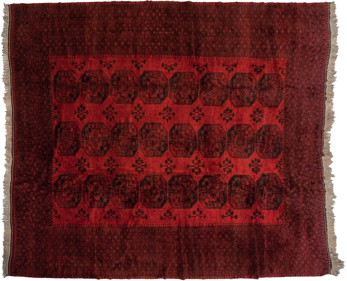 11.5x14 Vintage Afghani Ersari Design Carpet