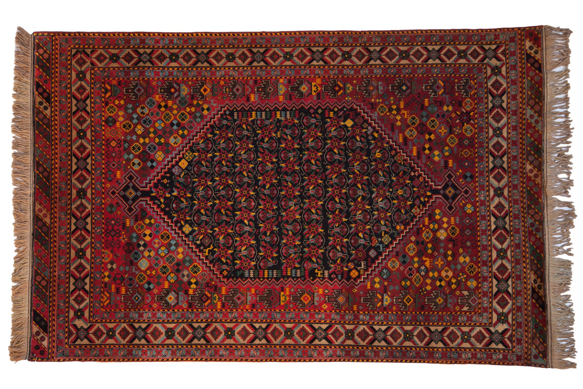 5x8 Vintage Indian Afshar Design Carpet