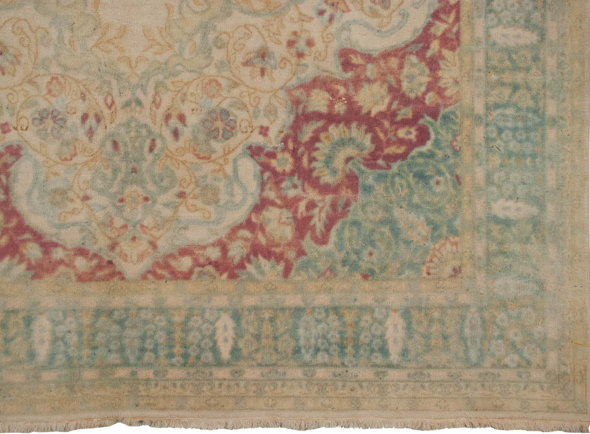 6x9 Vintage Distressed Bulgarian Kerman Design Carpet