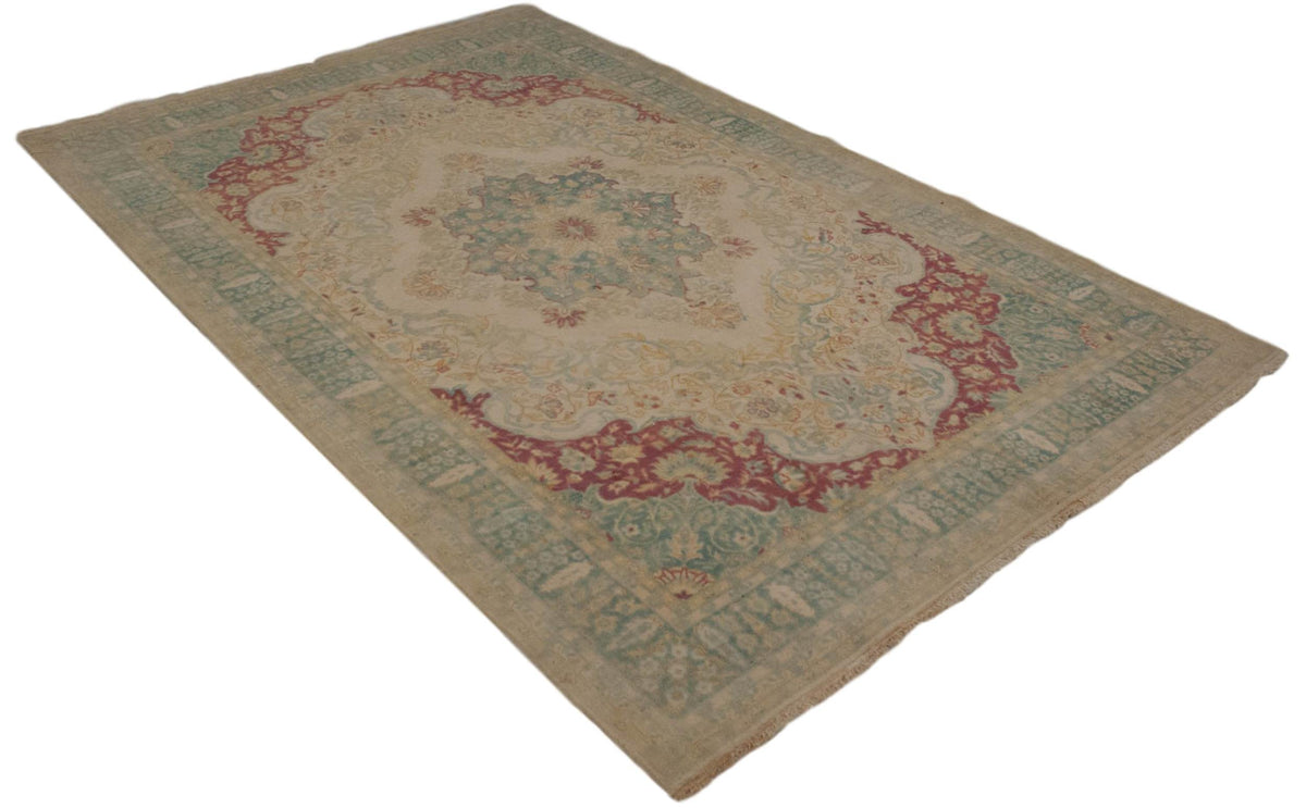 6x9 Vintage Distressed Bulgarian Kerman Design Carpet
