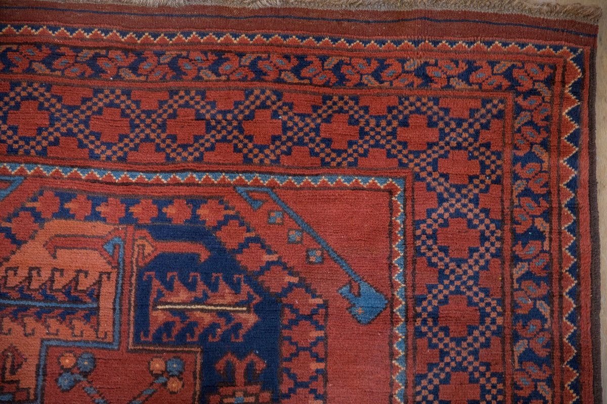 3.5x5 Vintage Pakistani Ersari Design Rug