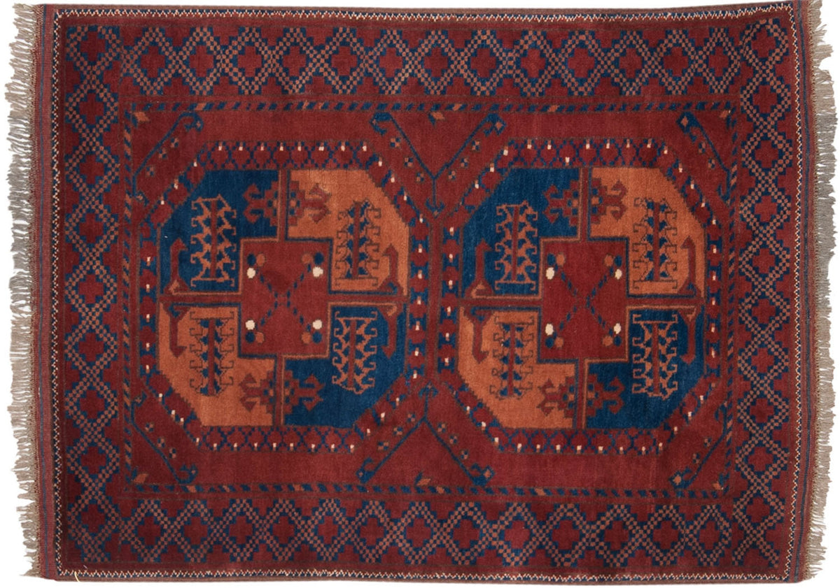 3x4 Vintage Pakistani Ersari Design Square Rug
