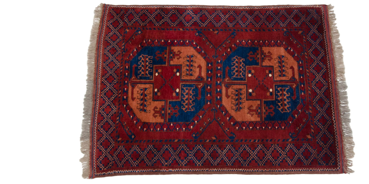 3x4 Vintage Pakistani Ersari Design Square Rug