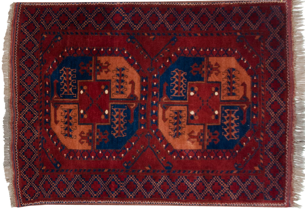 3x4 Vintage Pakistani Ersari Design Square Rug