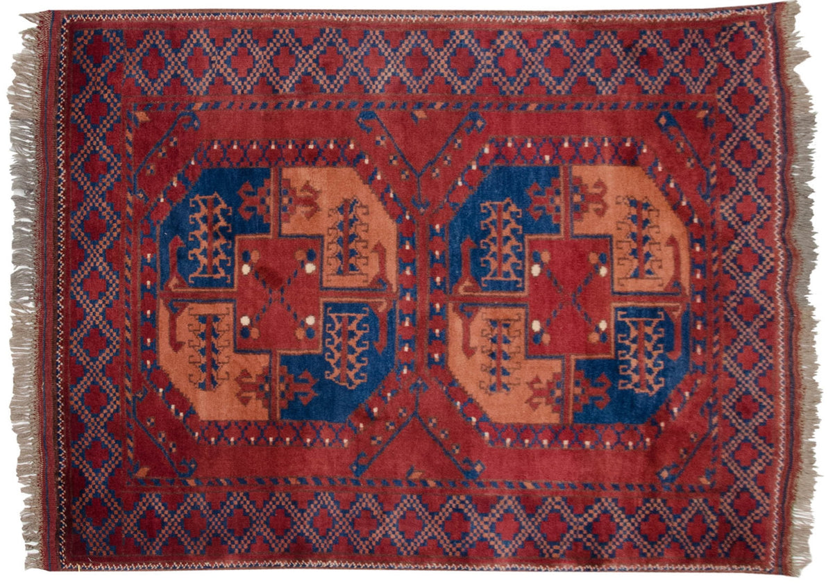 3x4 Vintage Pakistani Ersari Design Square Rug