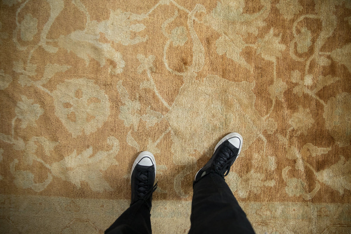 10x14 Vintage Gold Wash Indian Oushak Design Carpet