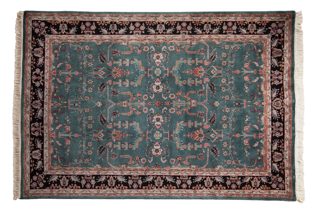 6x9 Vintage Indian Mohajeran Sarouk Design Carpet