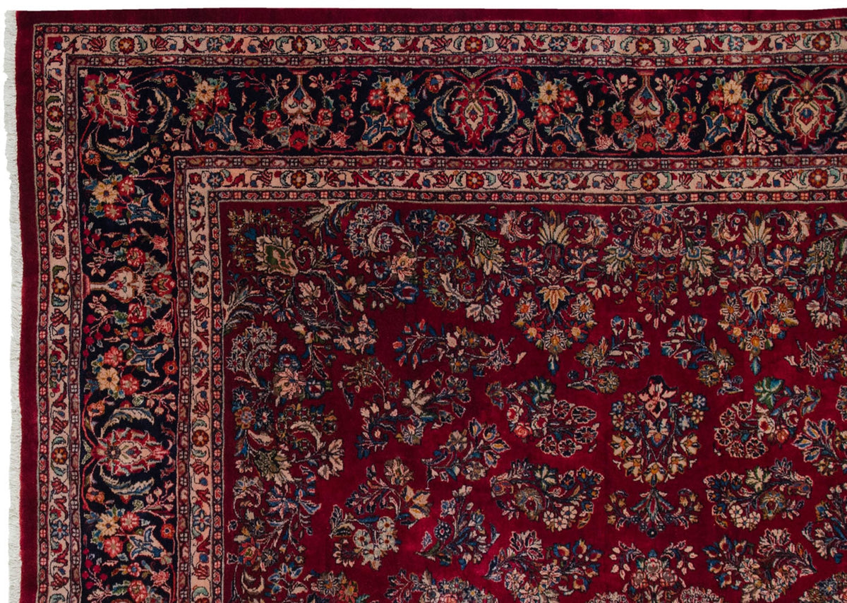 12x12 Vintage Fine Sarouk Square Carpet