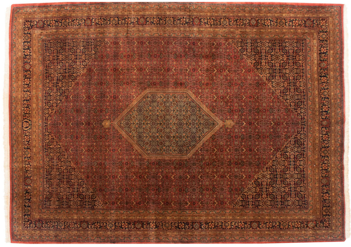 10x14 Vintage Tea Washed Indian Bijar Design Carpet