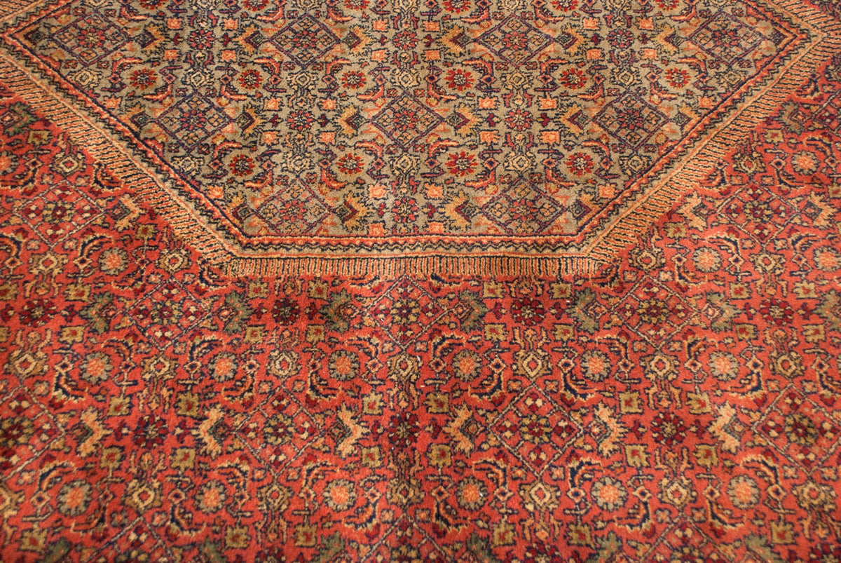 10x14 Vintage Tea Washed Indian Bijar Design Carpet