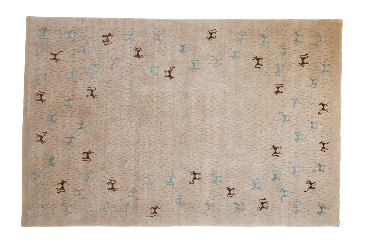 6x9 New Indian Folk Art Design Carpet