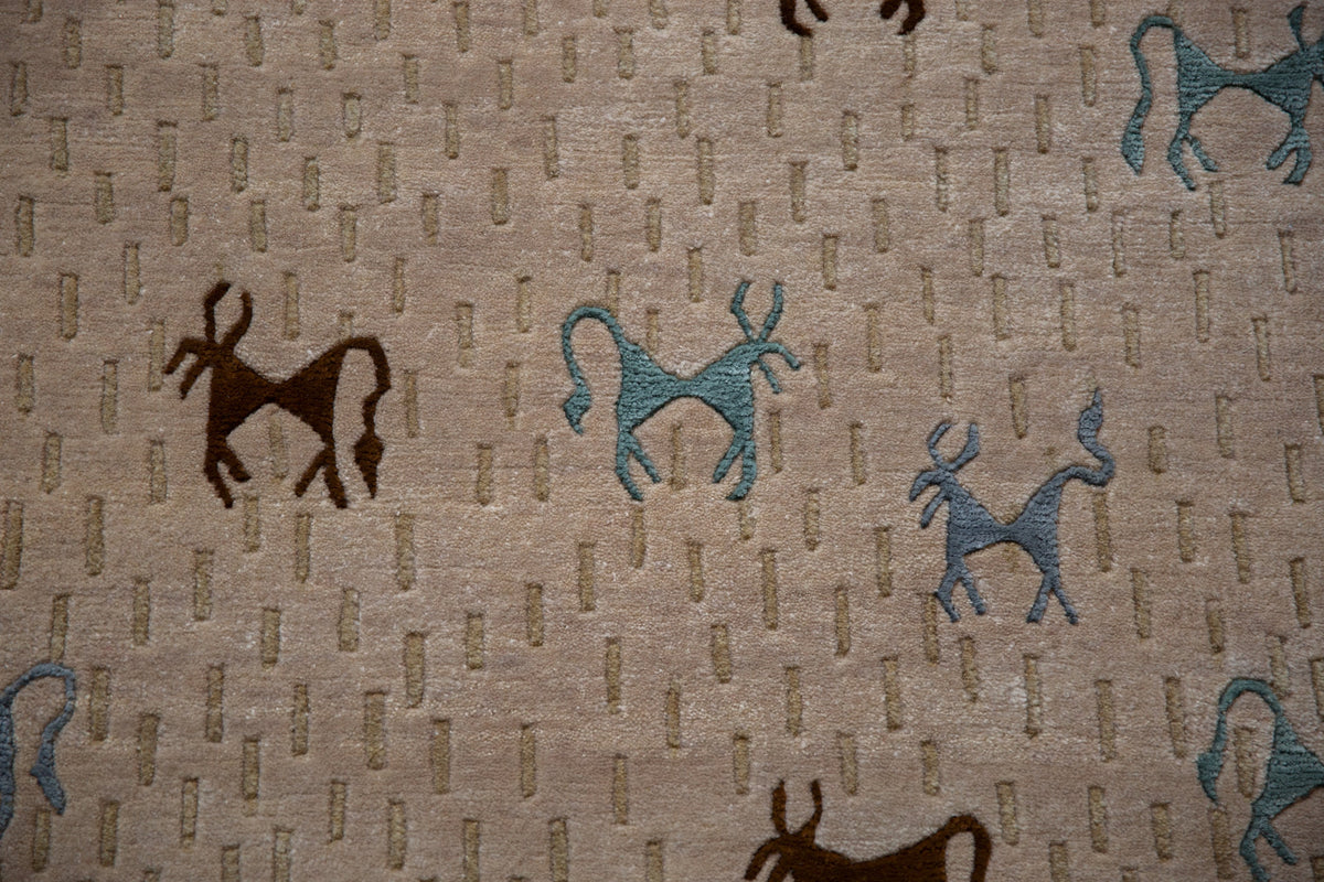 6x9 New Indian Folk Art Design Carpet