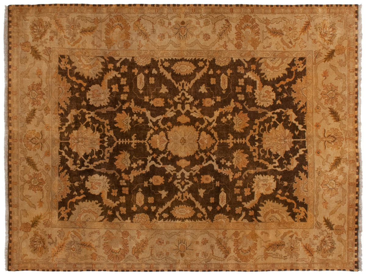 9x12 New Gold Wash Indian Oushak Design Carpet