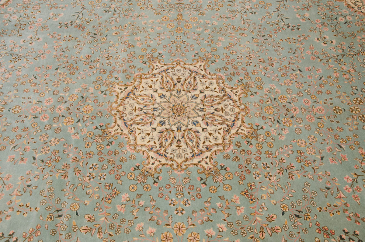12x14 Vintage Fine Bulgarian Kerman Design Square Carpet