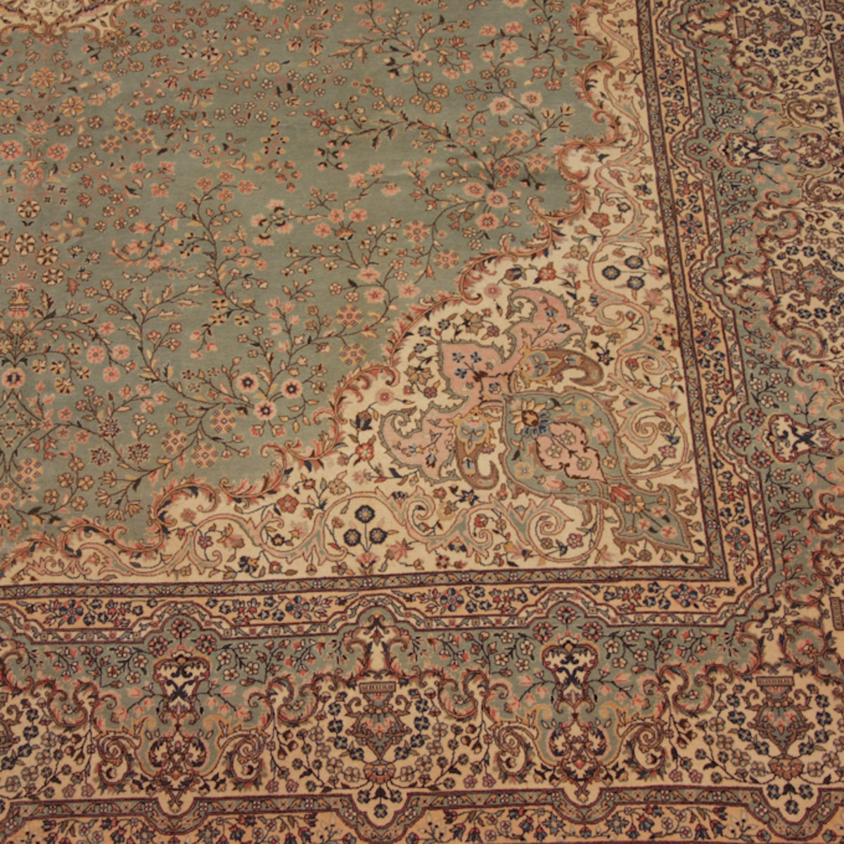 12x14 Vintage Fine Bulgarian Kerman Design Square Carpet