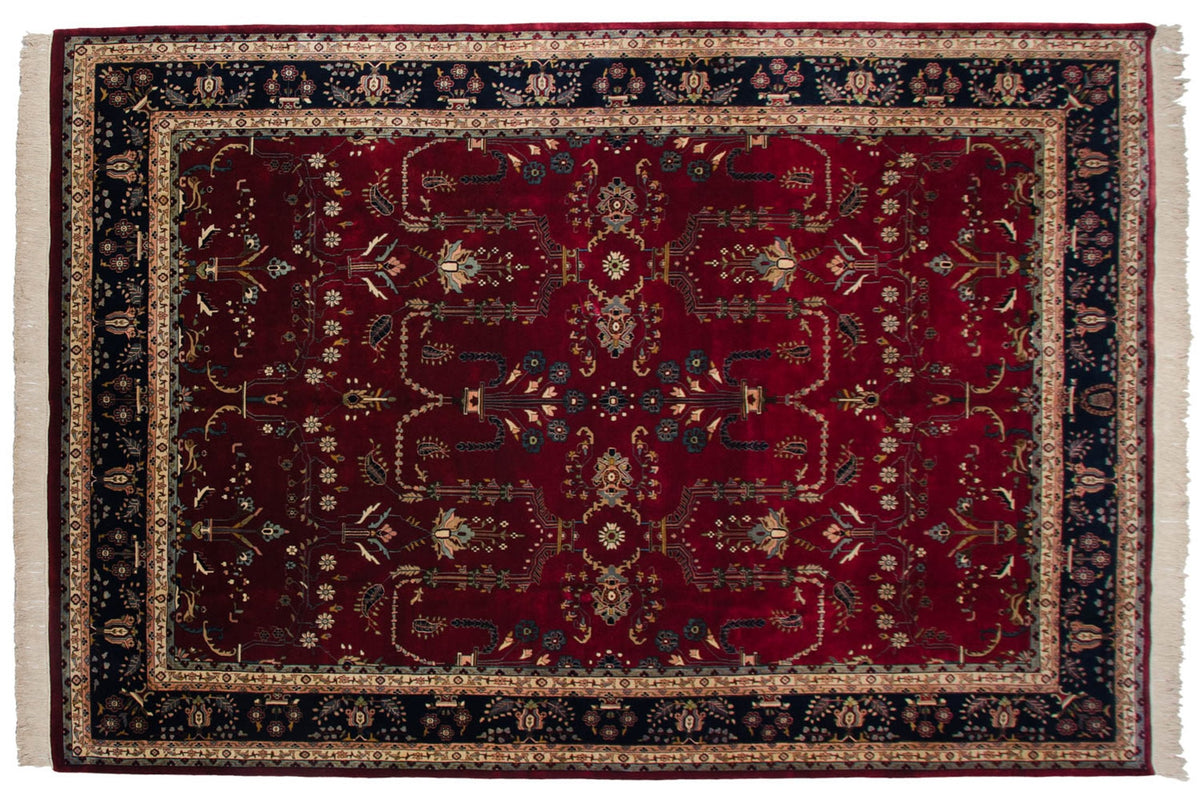 9.5x14 Fine Indian Mohajeran Sarouk Design Carpet