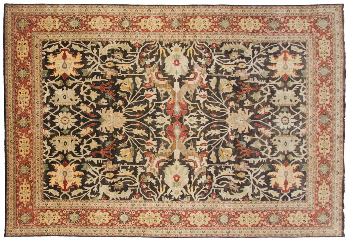 9.5x14.5 Fine Indian Serapi Design Carpet