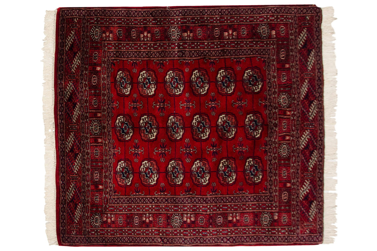 4x4.5 Vintage Fine Bokhara Square Rug