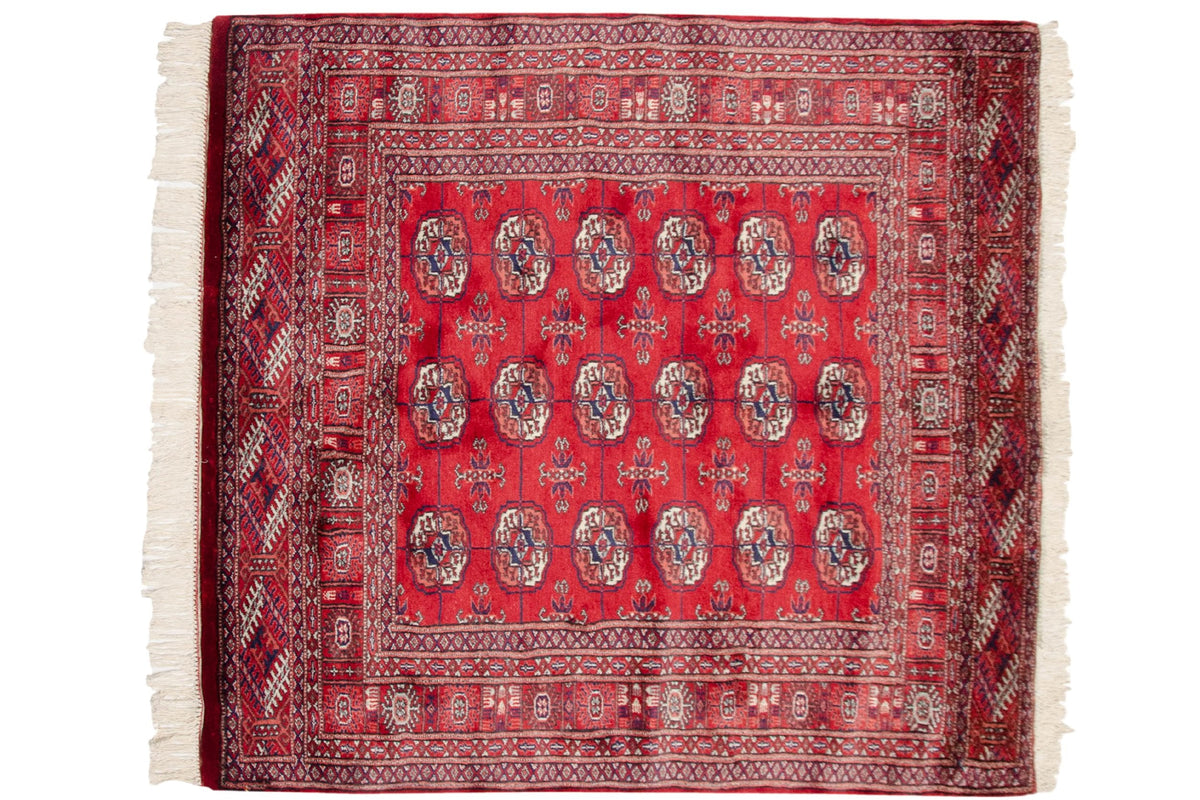 4x4.5 Vintage Fine Bokhara Square Rug