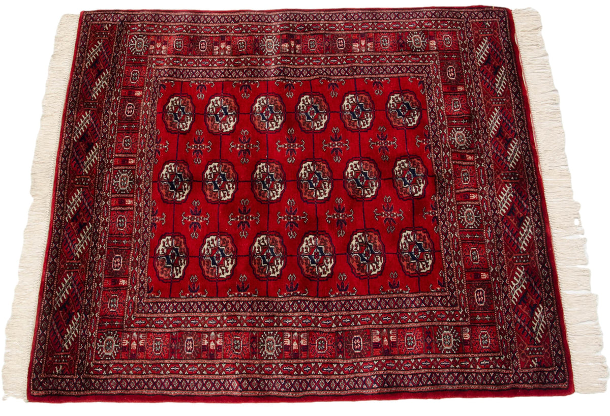 4x4.5 Vintage Fine Bokhara Square Rug