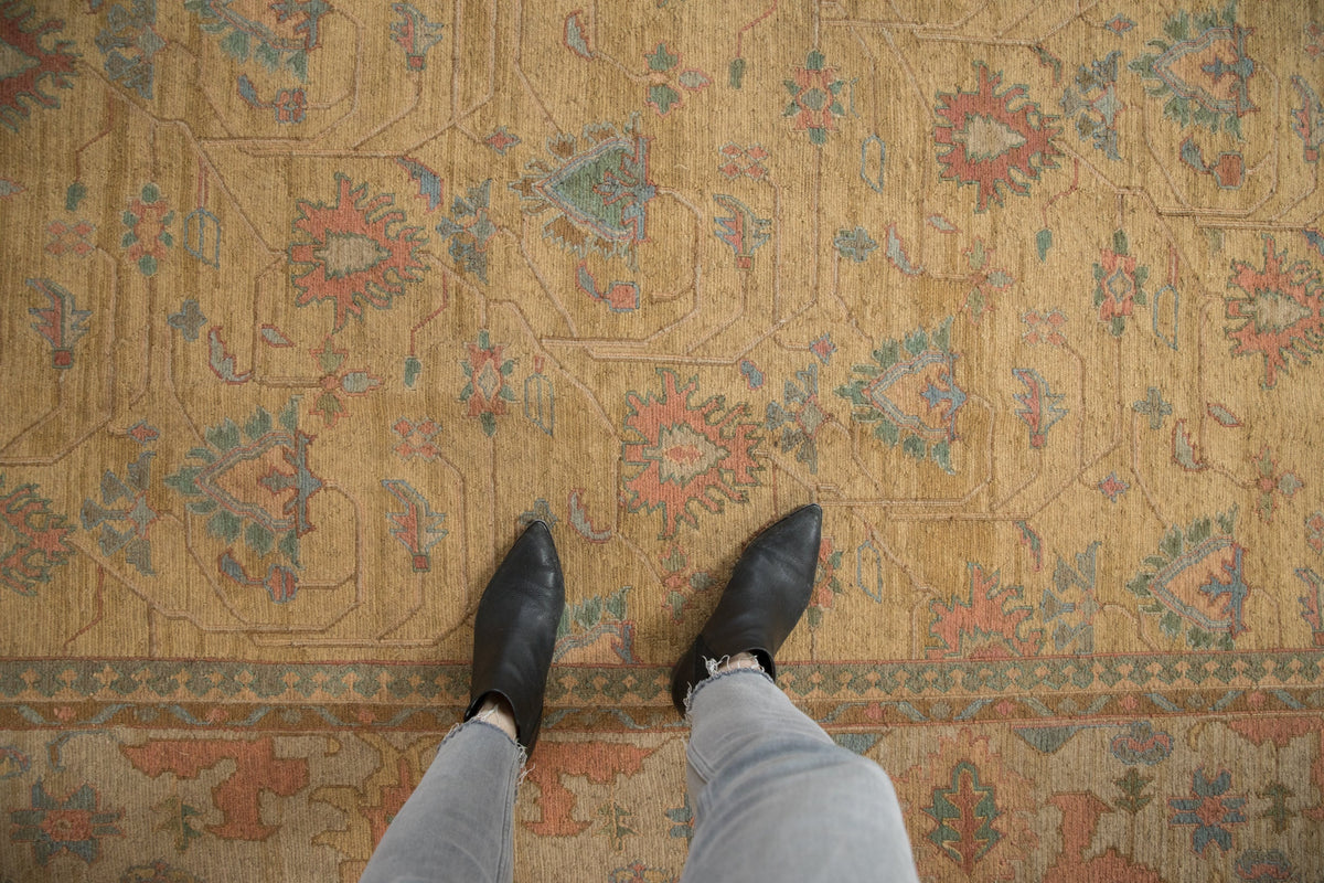10x13.5 Vintage Tea Washed Indian Soumac Design Carpet