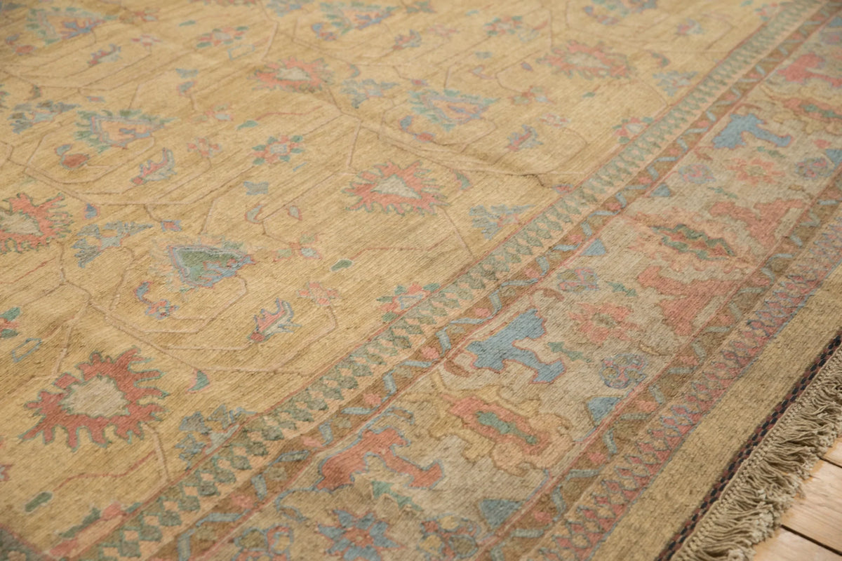 10x13.5 Vintage Tea Washed Indian Soumac Design Carpet
