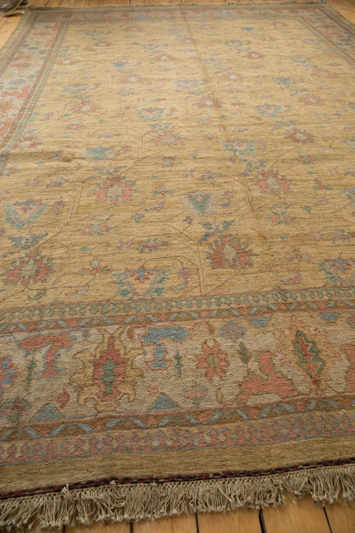 10x13.5 Vintage Tea Washed Indian Soumac Design Carpet