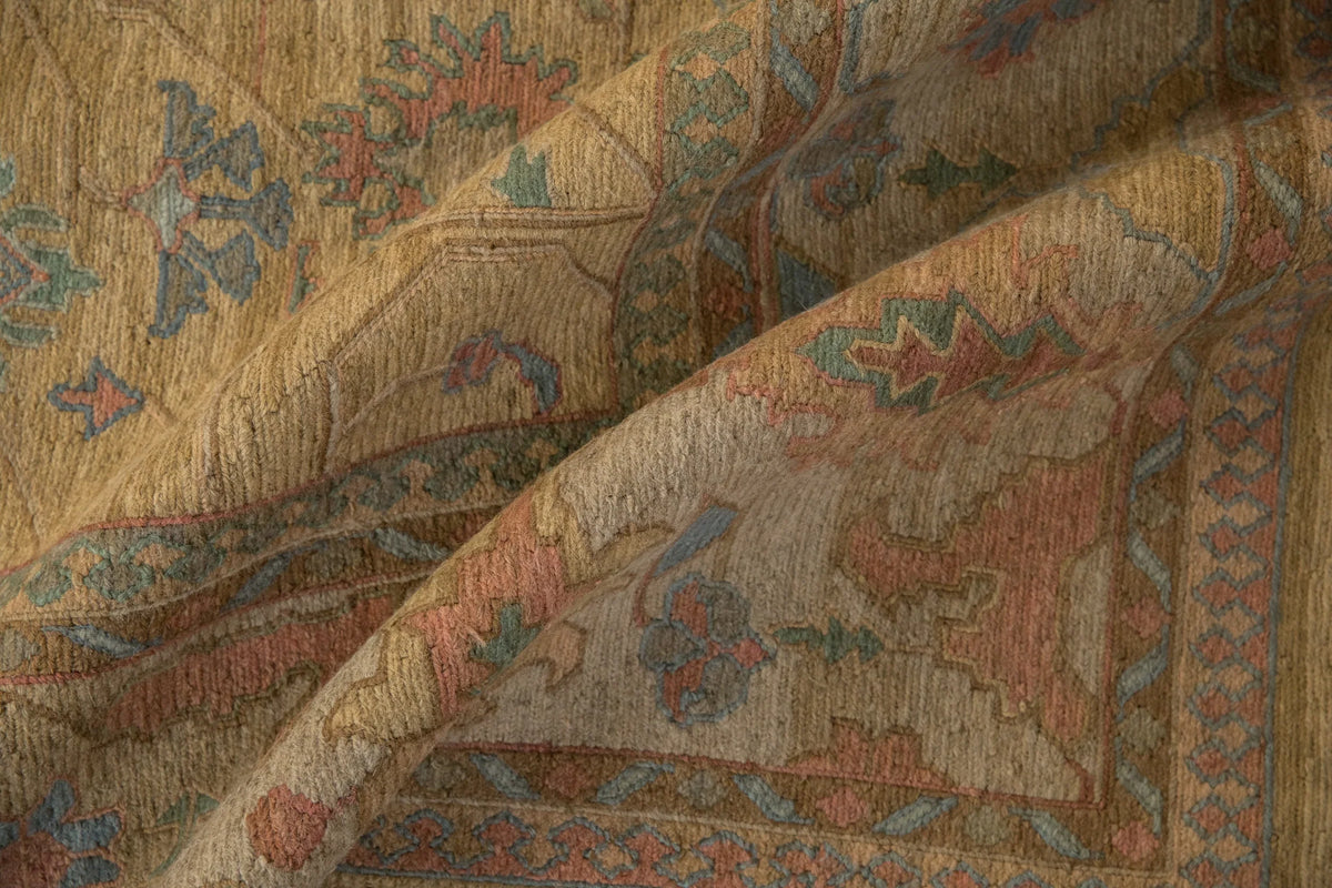 10x13.5 Vintage Tea Washed Indian Soumac Design Carpet
