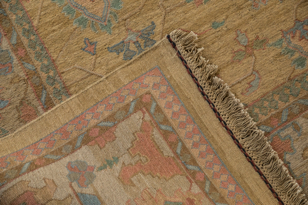 10x13.5 Vintage Tea Washed Indian Soumac Design Carpet