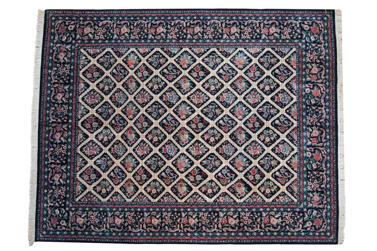 9x11.5 Vintage Pakistani Savonnerie Design Carpet